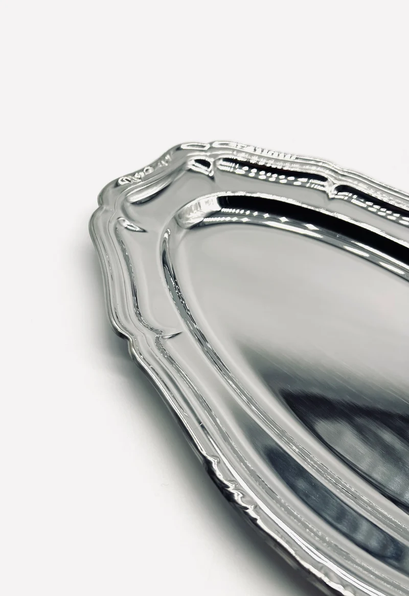 Vintage medium serving dish in stainless steel