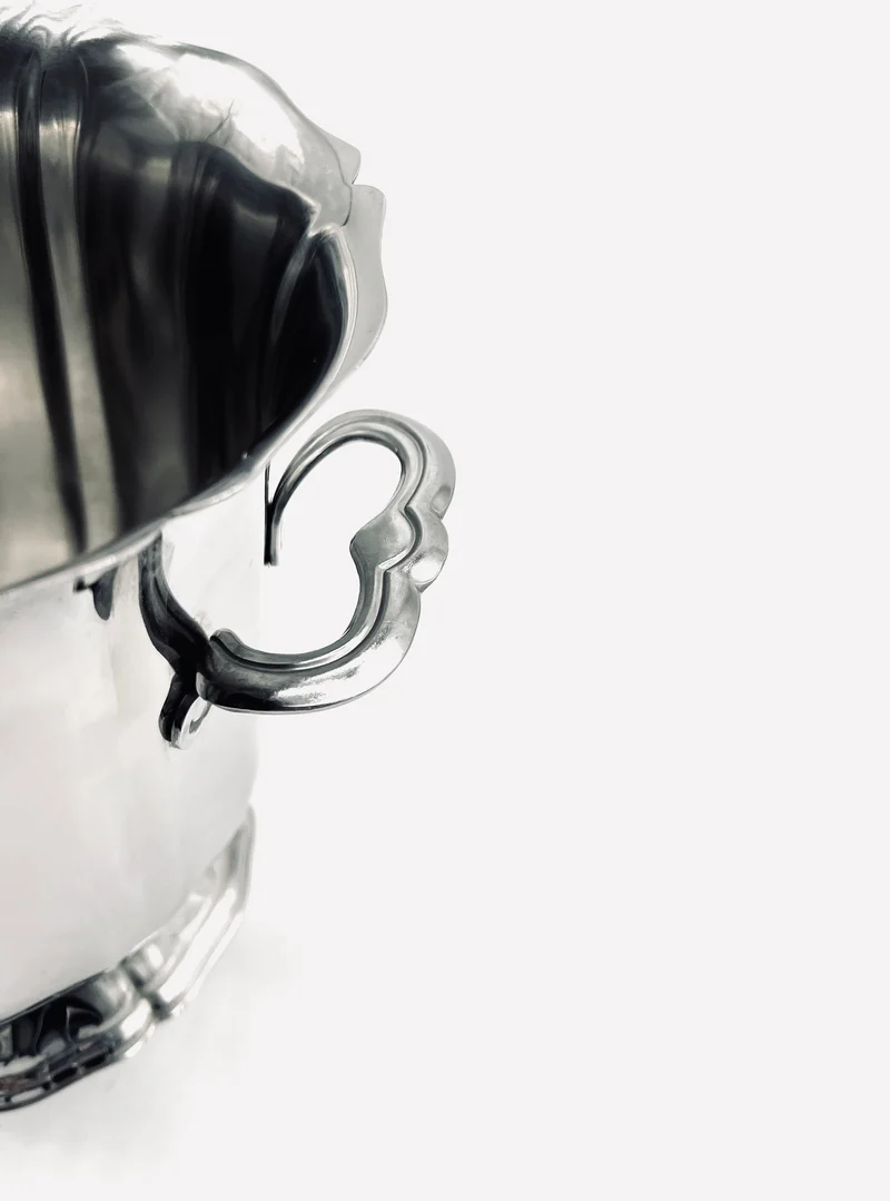 Vintage champagne cooler in stainless steel