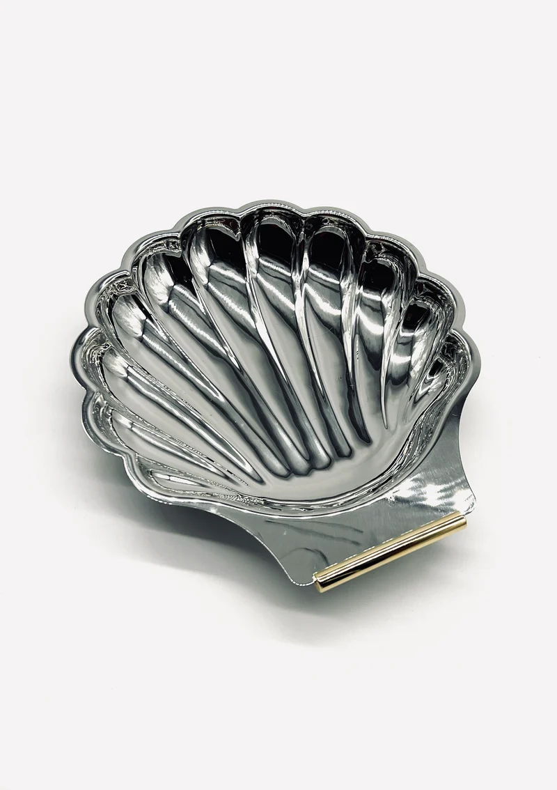 Vintage shell dish large in stainless steel