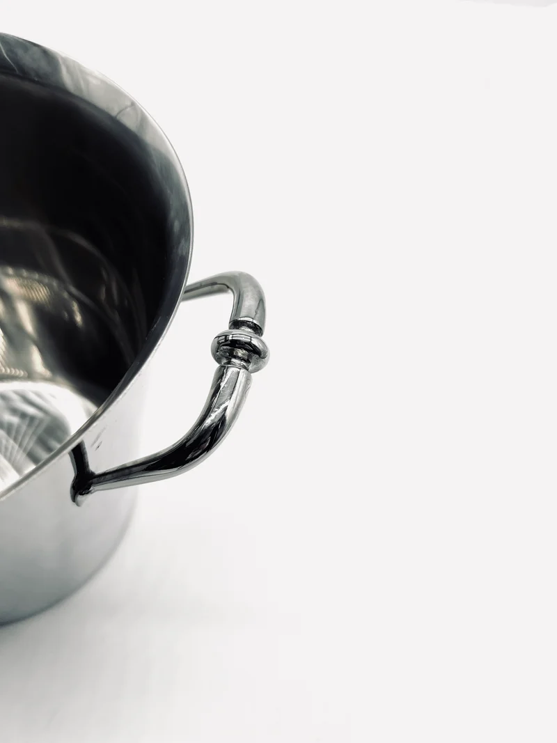 Vintage champagne cooler in stainless steel