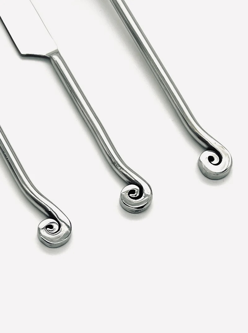 Vintage spiral cutlery set of four in stainless steel