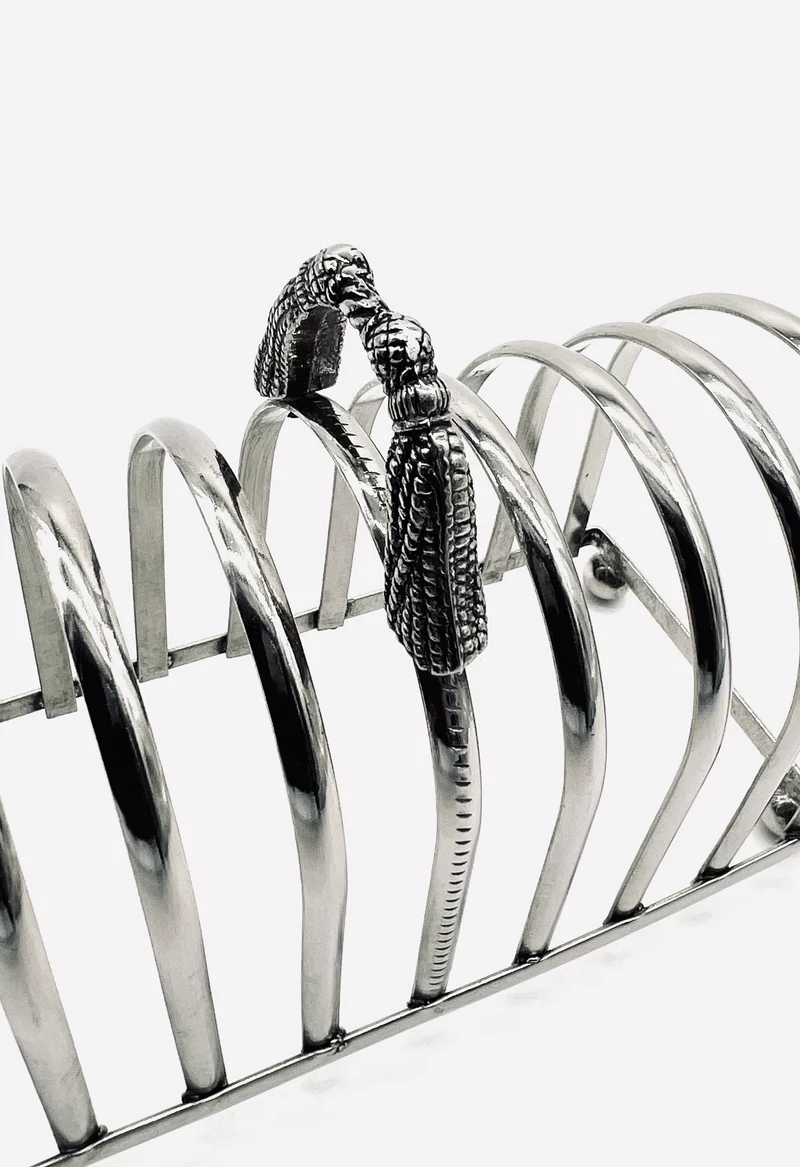 Vintage silver-plated tassel toast holder