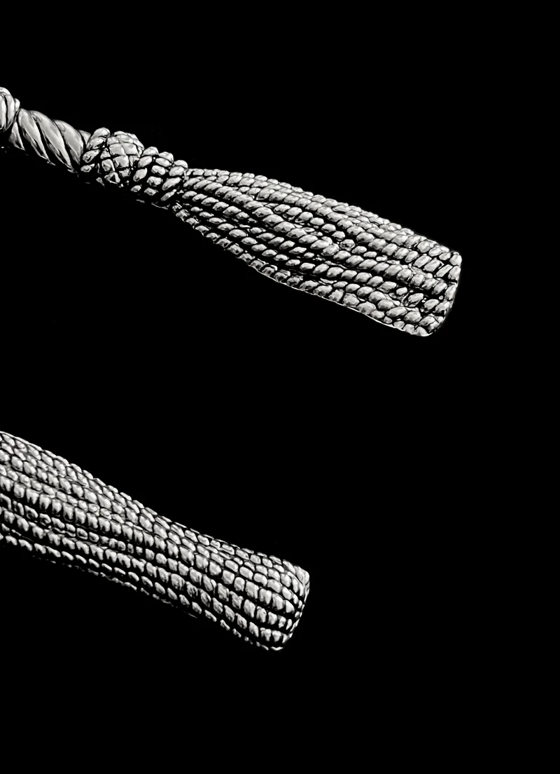 Vintage silver-plated tassel cake servers