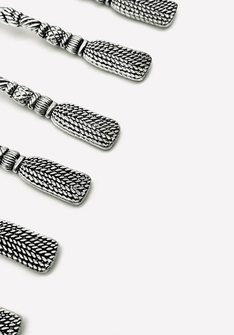 Vintage six silver-plated tassel moka spoons