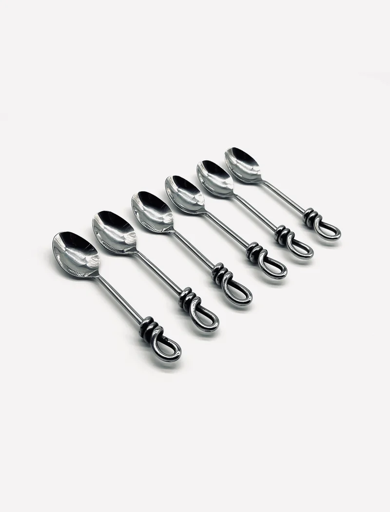 Vintage six moka spoons in stainless steel