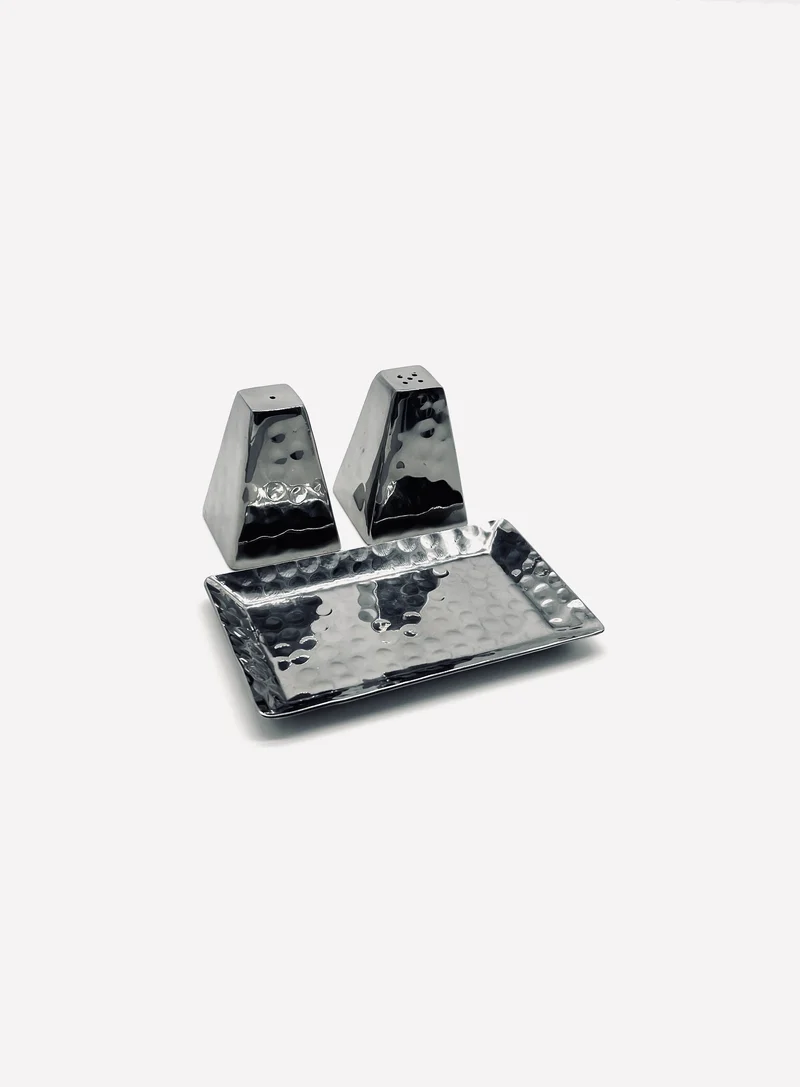 Vintage salt shaker and pepper shaker in stainless steel
