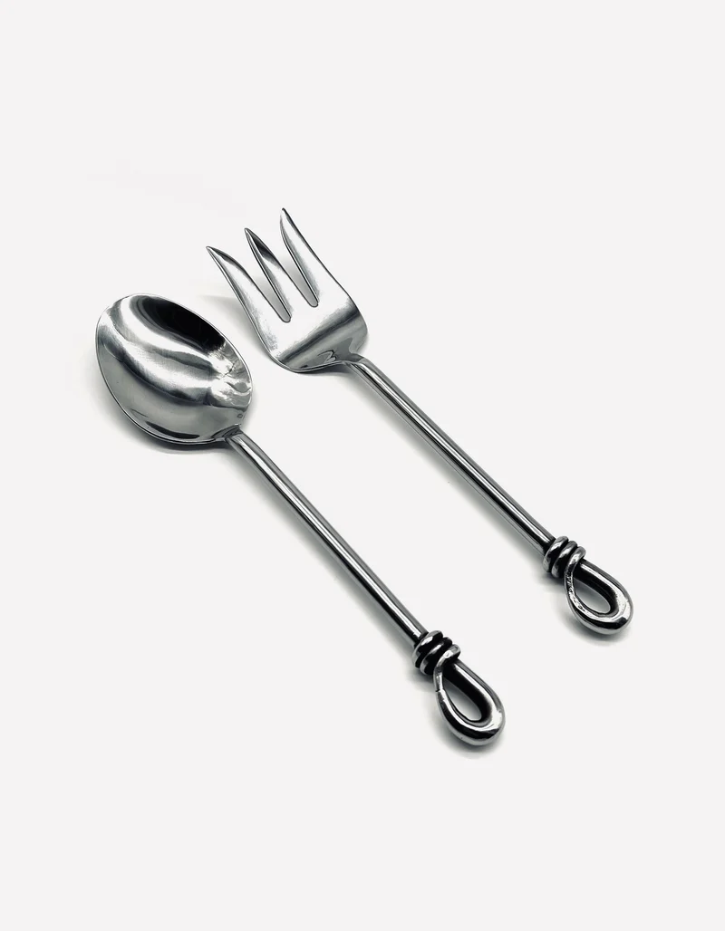 Vintage two salad servers in stainless steel