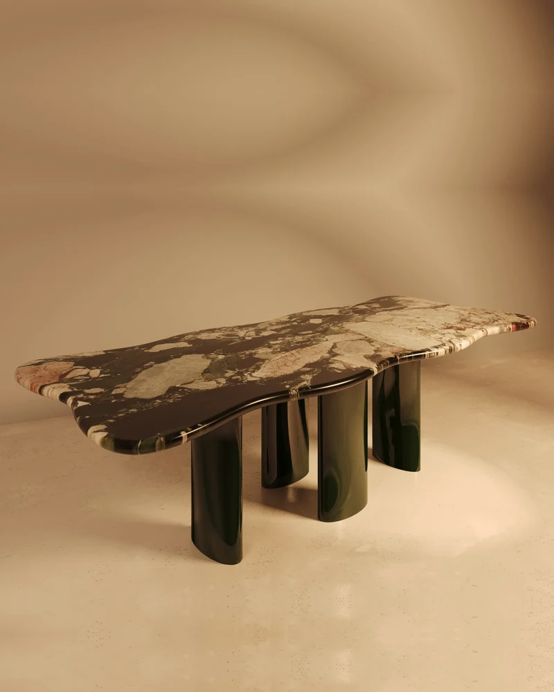 MOJÉ Green Edition – Glossy Lacquered Base, Patagonia Marble Top