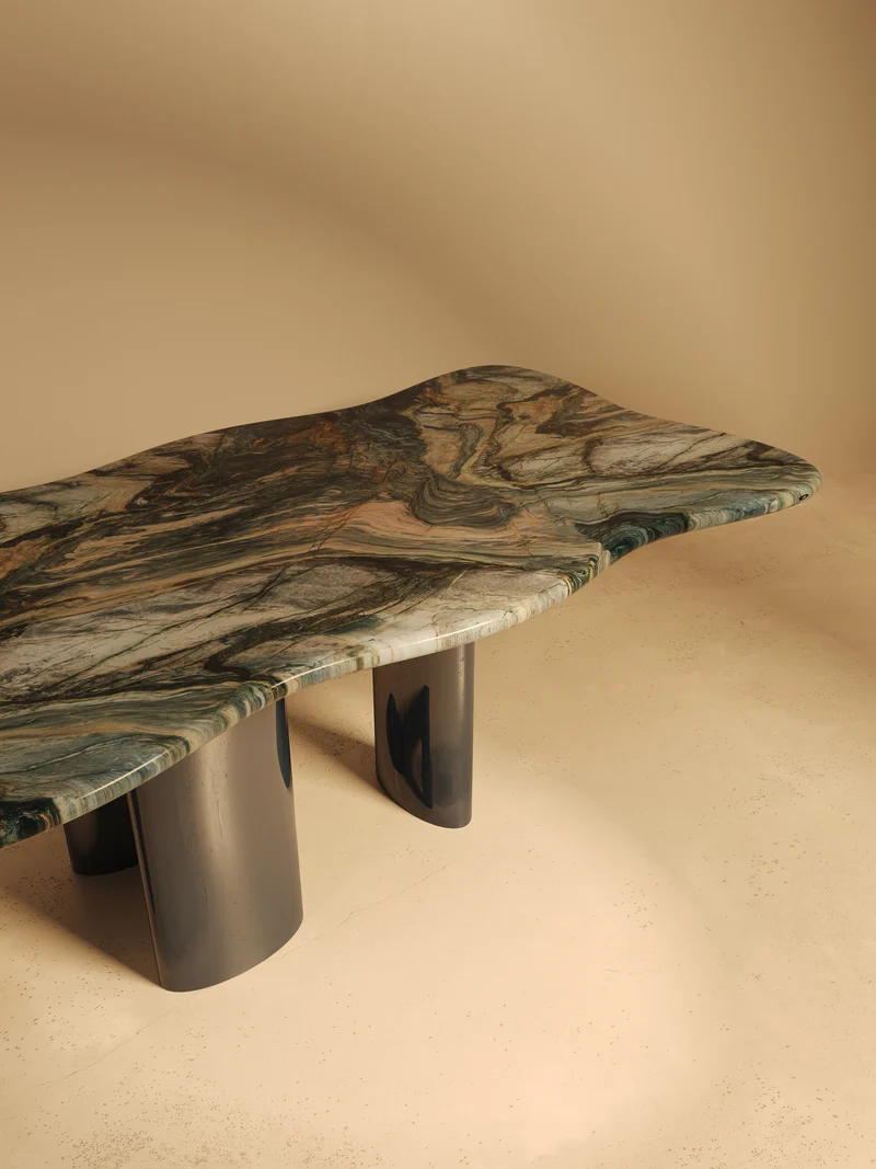 MOJÉ Blue Edition – Glossy Lacquered Base, Quartzite Blue Blend Top