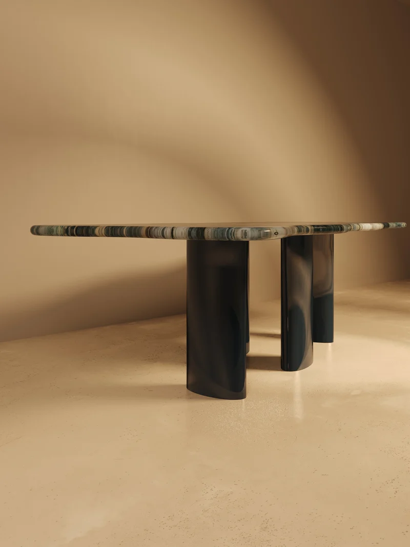 MOJÉ Blue Edition – Glossy Lacquered Base, Quartzite Blue Blend Top