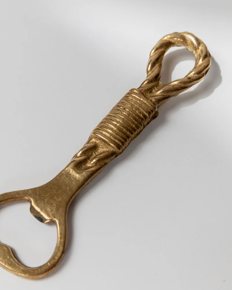 Vintage Bottle Opener Brass - Rope and Loop Shape - Timeless Design Italy 1960s