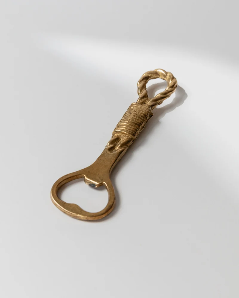 Vintage Bottle Opener Brass - Rope and Loop Shape - Timeless Design Italy 1960s