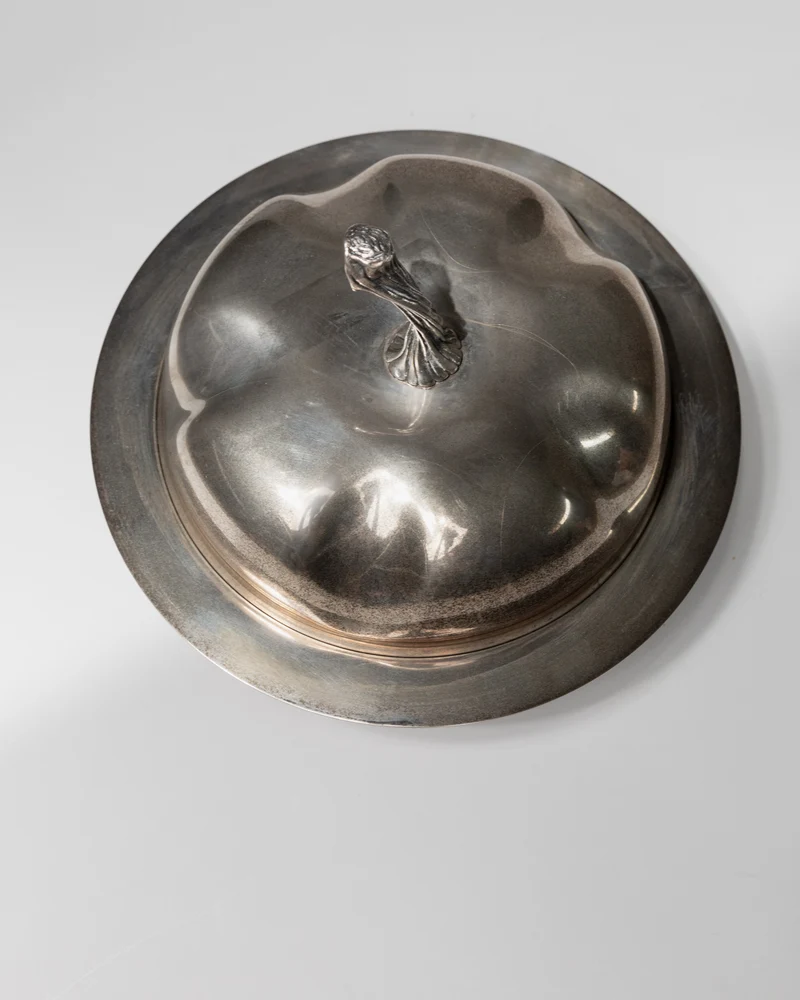 Vintage Bowl with Lid Silver Plated - Pumpkin Shape Design 1940s - Elegant Centerpiece