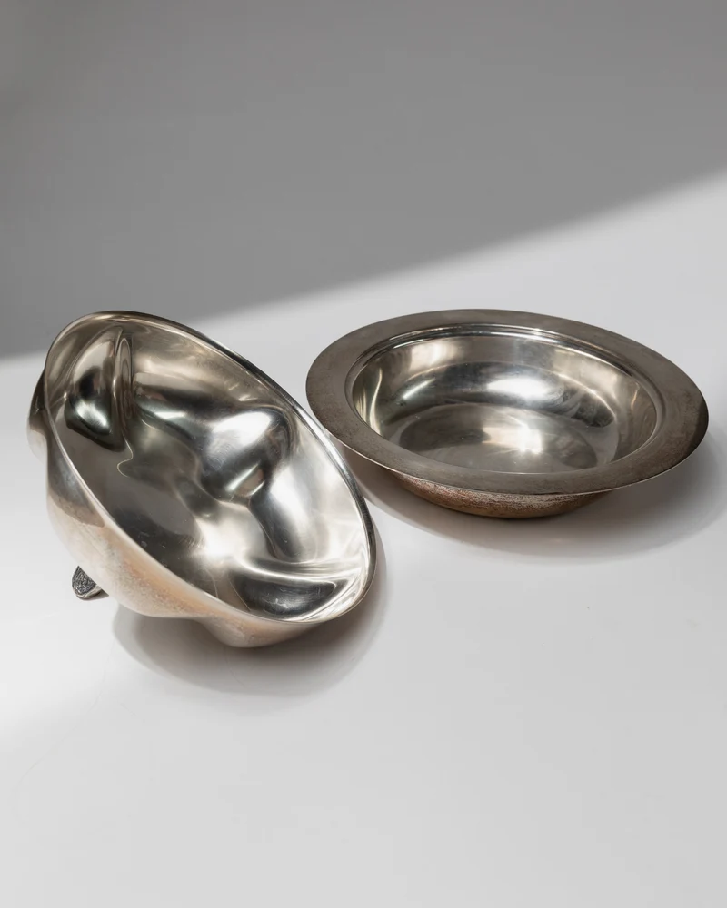 Vintage Bowl with Lid Silver Plated - Pumpkin Shape Design 1940s - Elegant Centerpiece