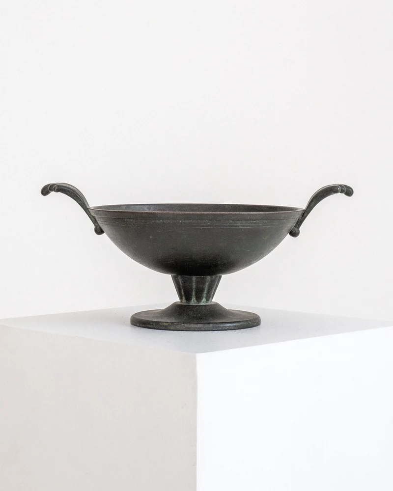 Art Deco Bronze Pedestal Bowl by Ystad Metall, Sweden 1930s