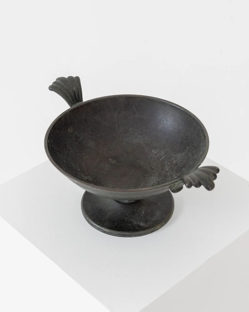 Art Deco Bronze Pedestal Bowl by Ystad Metall, Sweden 1930s