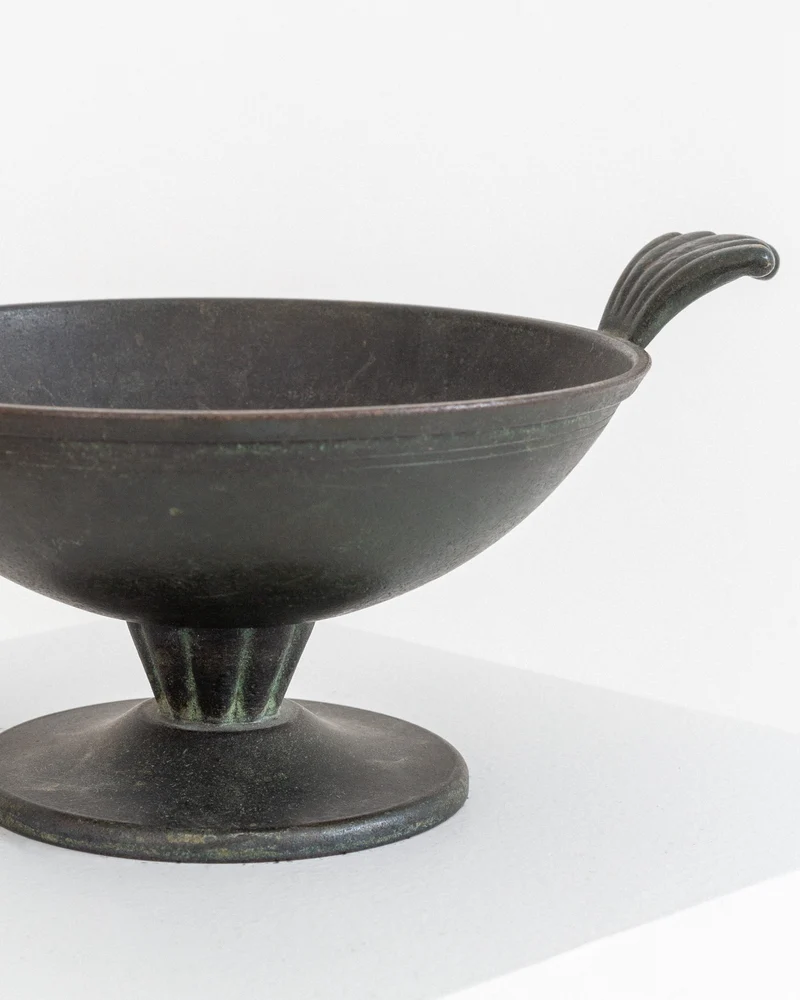Art Deco Bronze Pedestal Bowl by Ystad Metall, Sweden 1930s