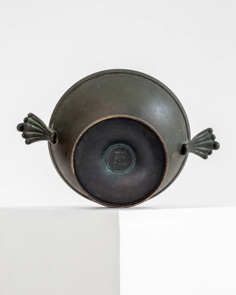 Art Deco Bronze Pedestal Bowl by Ystad Metall, Sweden 1930s
