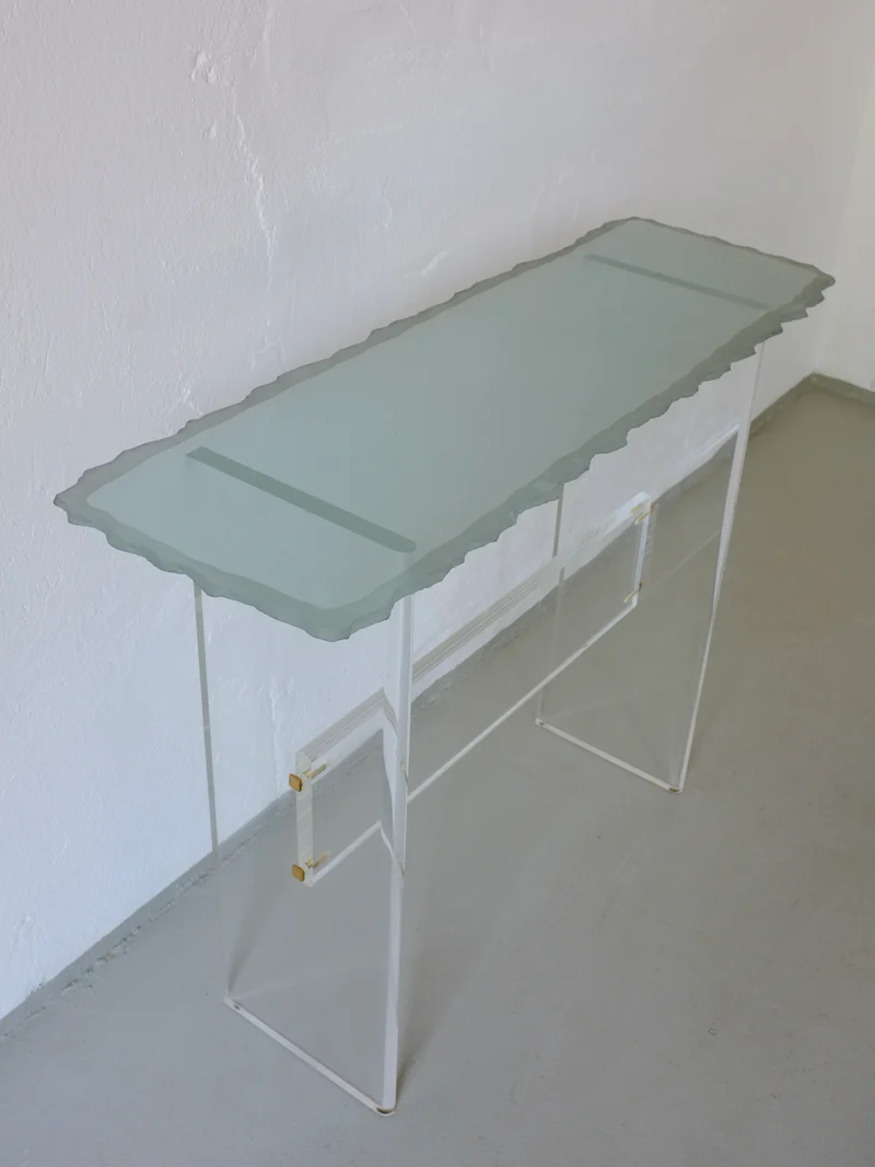 Sculptural Glass and Lucite Console Table, Italy, 1980s