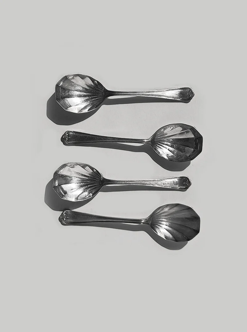 Set of 4 Silver-plated Shell Spoons