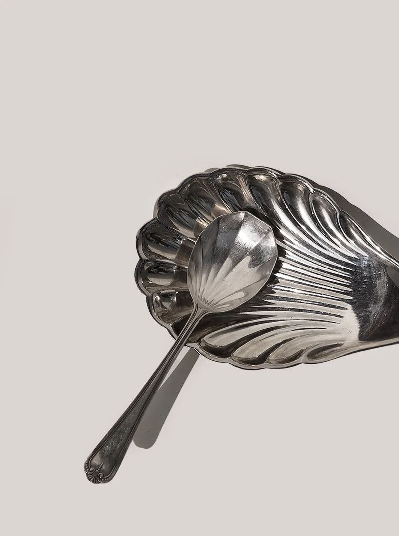Set of 4 Silver-plated Shell Spoons