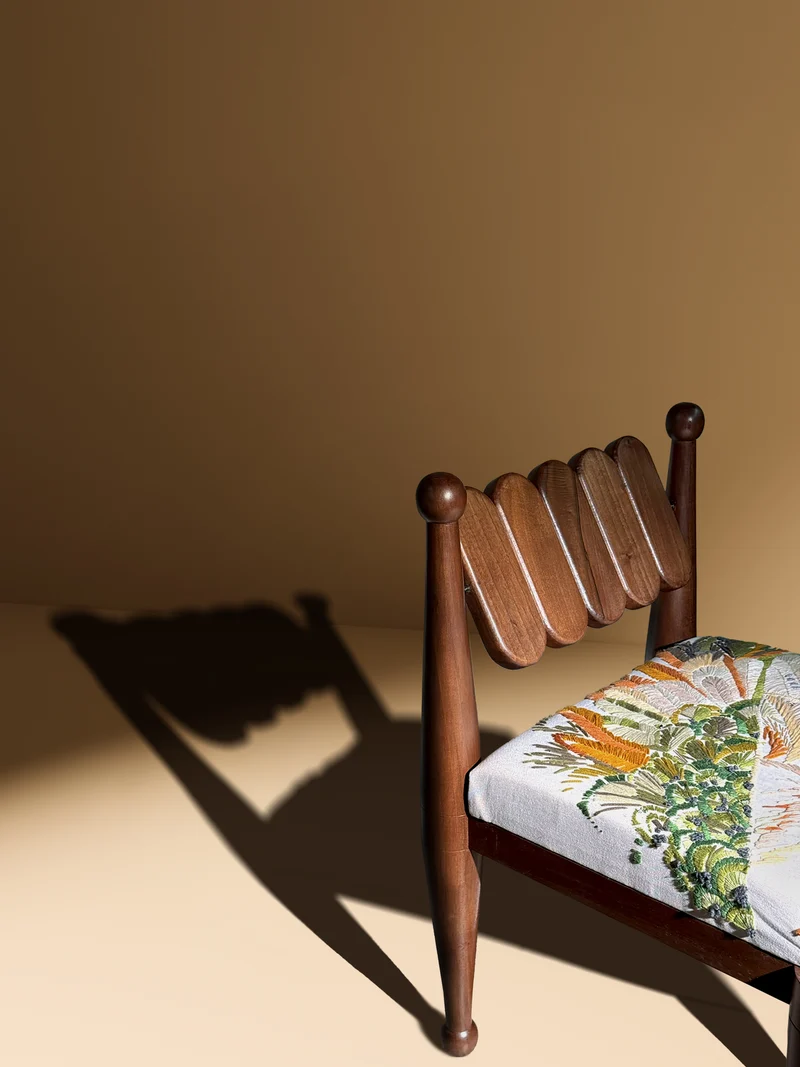 SIMORGH II – Solid Walnut with Hand-Embroidered Upholstery
