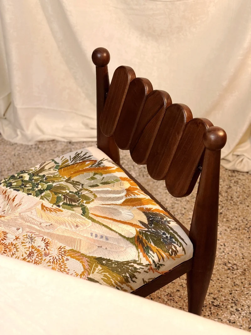 SIMORGH II – Solid Walnut with Hand-Embroidered Upholstery