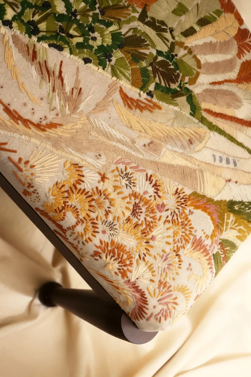SIMORGH II – Solid Walnut with Hand-Embroidered Upholstery