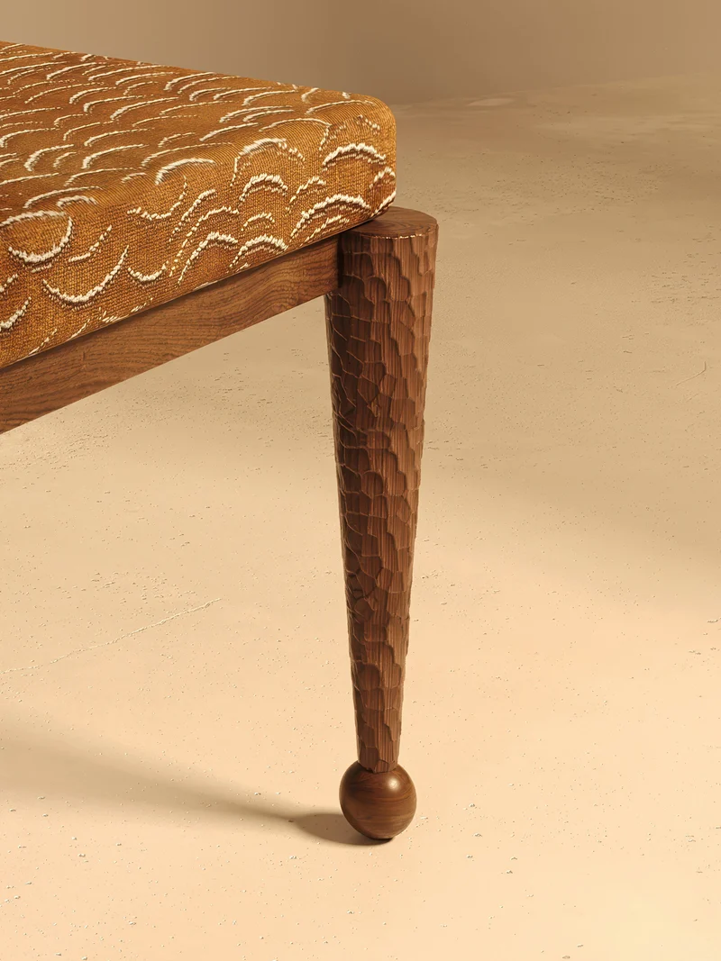 SIMORGH I – Carved Walnut with Pierre Frey Upholstery