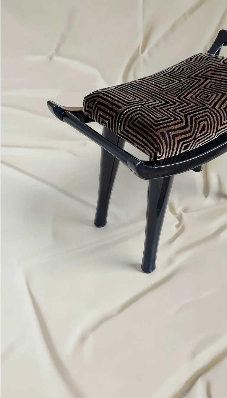 Pantera Chair Stool in Wood and DEDAR Fabric