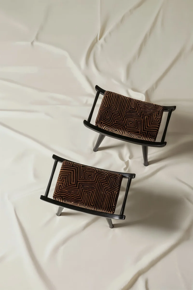 Pantera Chair Stool in Wood and DEDAR Fabric