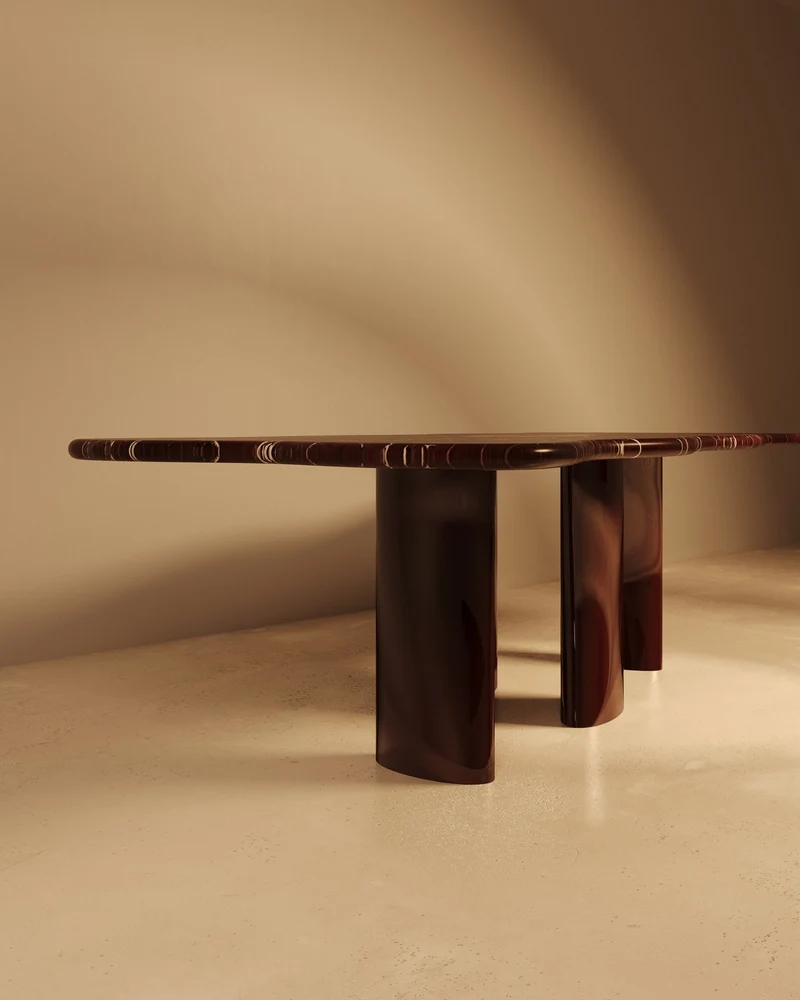 NAZAR – Glossy Lacquered Base, Marble Top with Khatam Marquetry