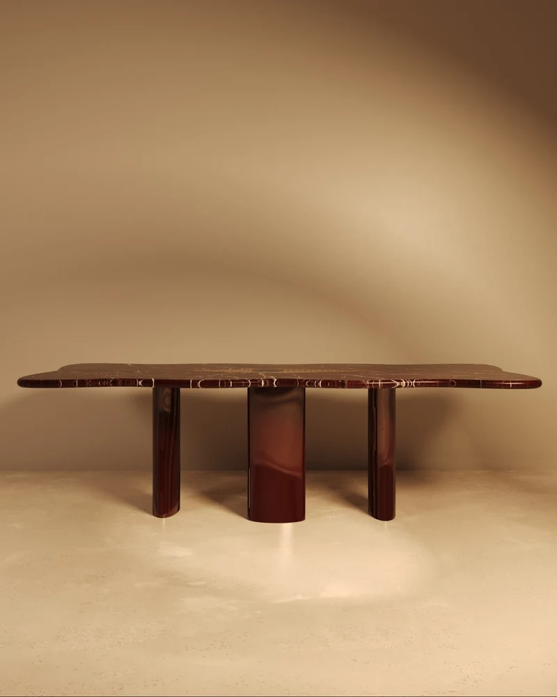 NAZAR – Glossy Lacquered Base, Marble Top with Khatam Marquetry