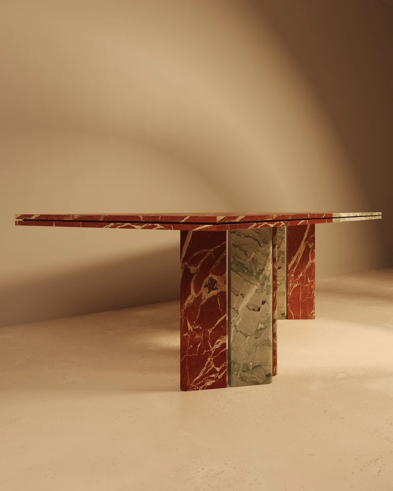SARZAMIN – Marble, Onyx & Travertine Sculptural Dining Table