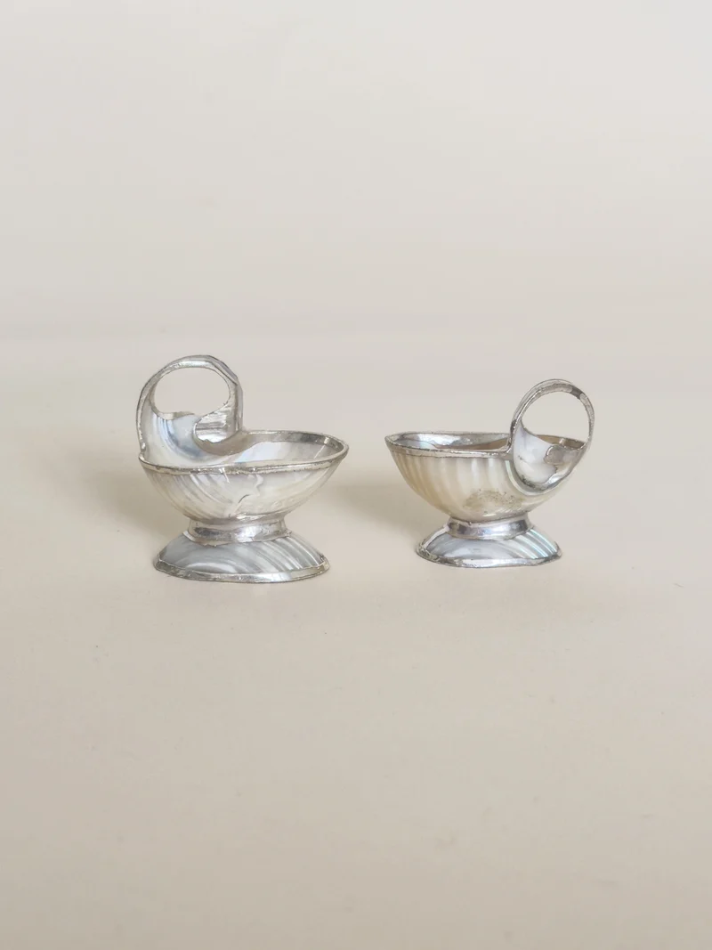 Edwardian Arts & Crafts Silver Plate Salt Cellars