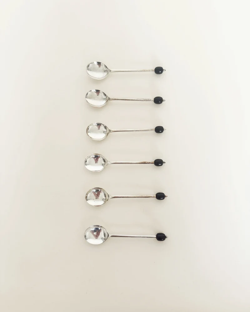 Silver Set of 6 Vintage Silver Coffee Bean Spoons
