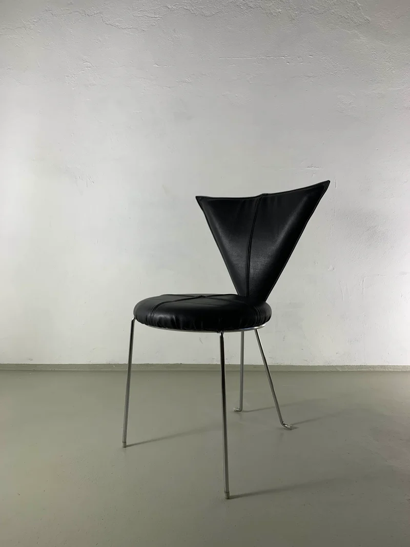 6 Black Leatherette Metal Chairs from Lubke | Germany | 1990s