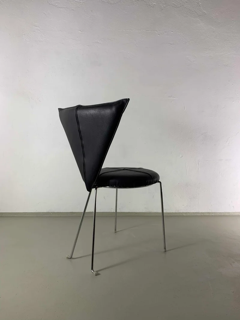 6 Black Leatherette Metal Chairs from Lubke | Germany | 1990s