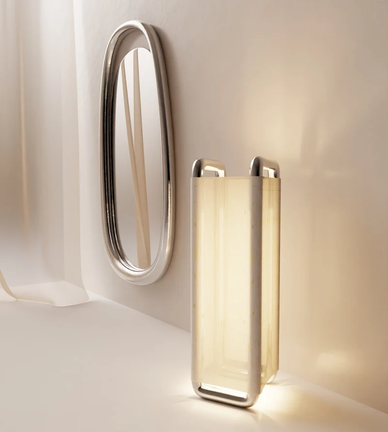 “Xoria” Floor Lamp | Stainless Steel Linen