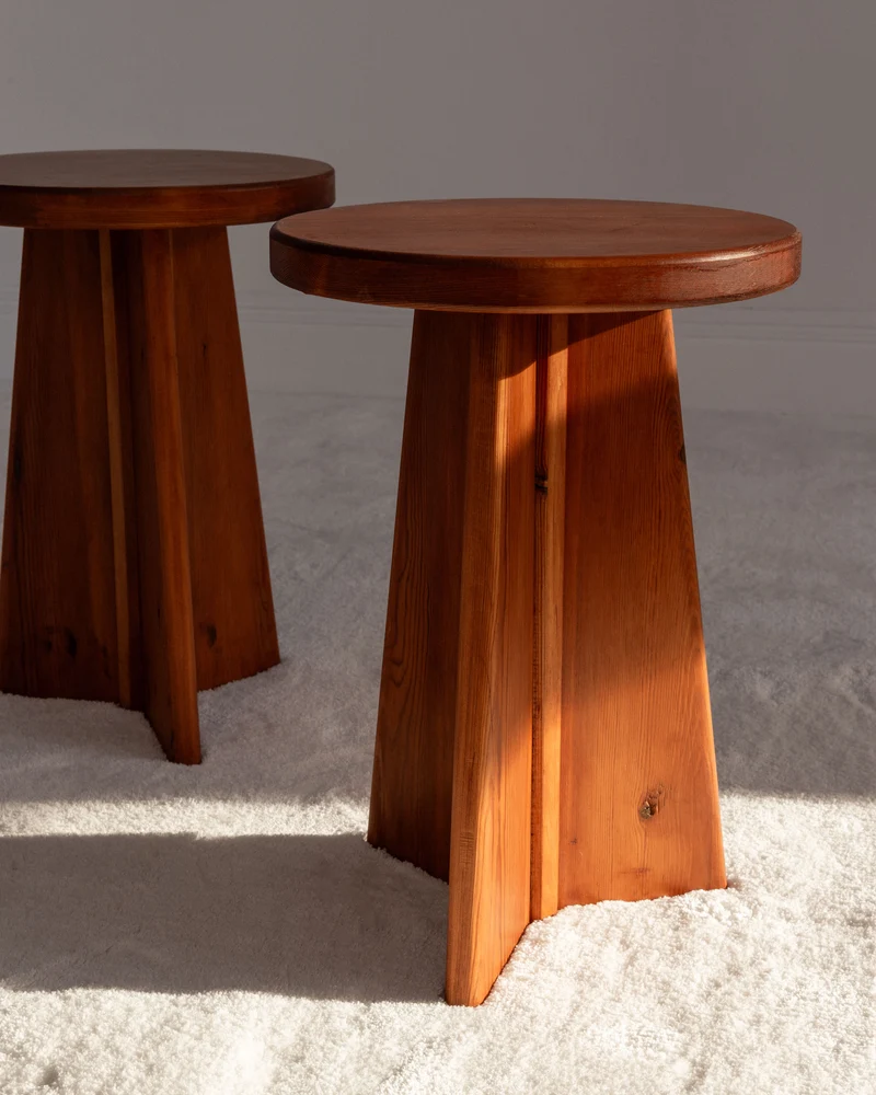 Pair of Vintage Swedish Pine Stools