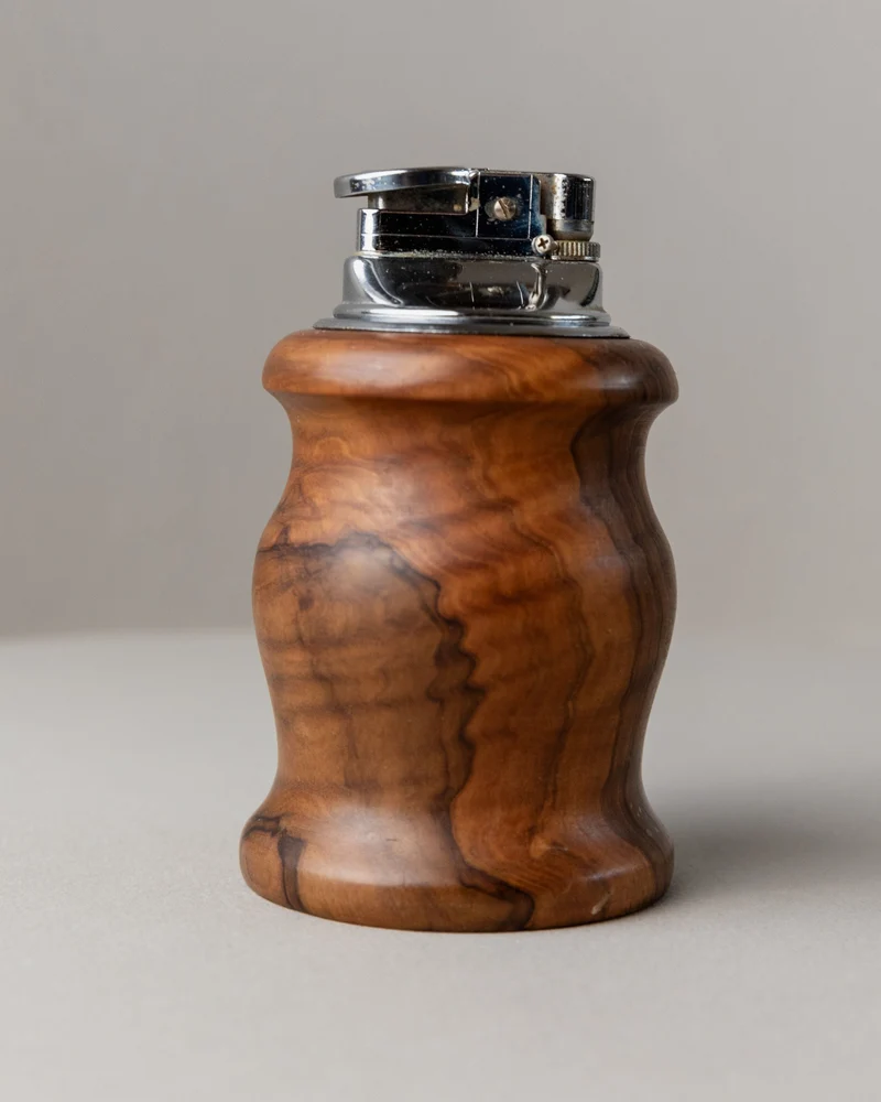 Curved Wooden Table Lighter, Italy 1960s