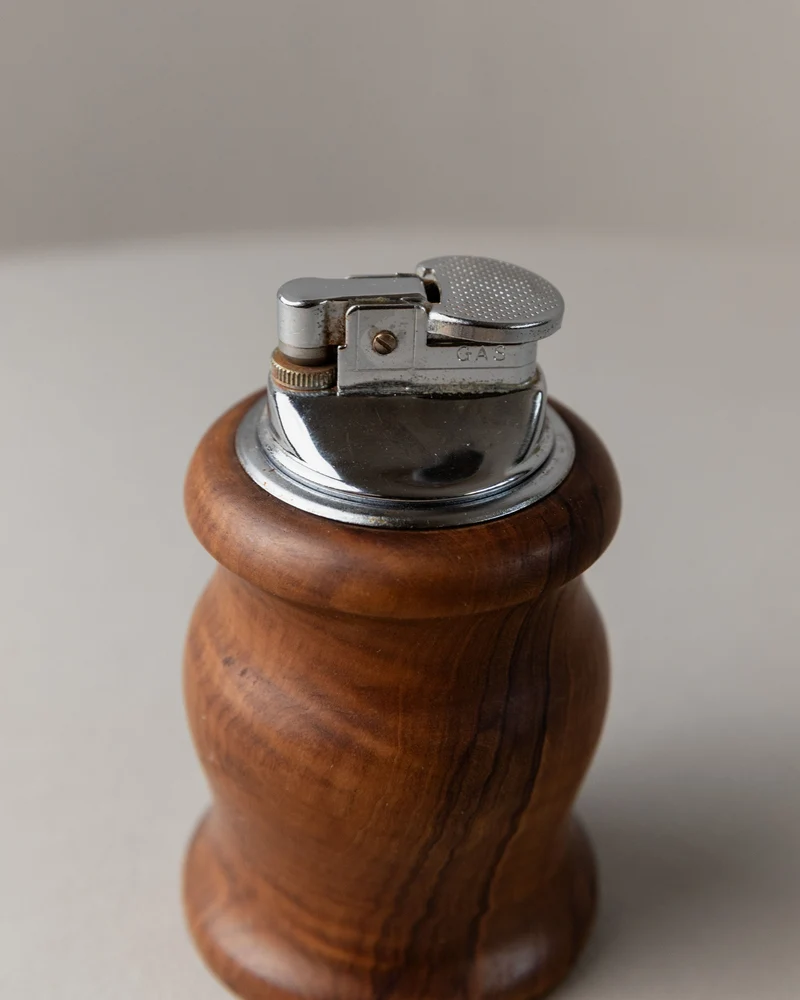 Curved Wooden Table Lighter, Italy 1960s