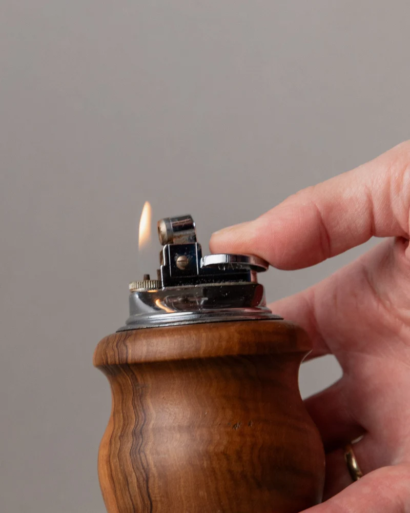 Curved Wooden Table Lighter, Italy 1960s