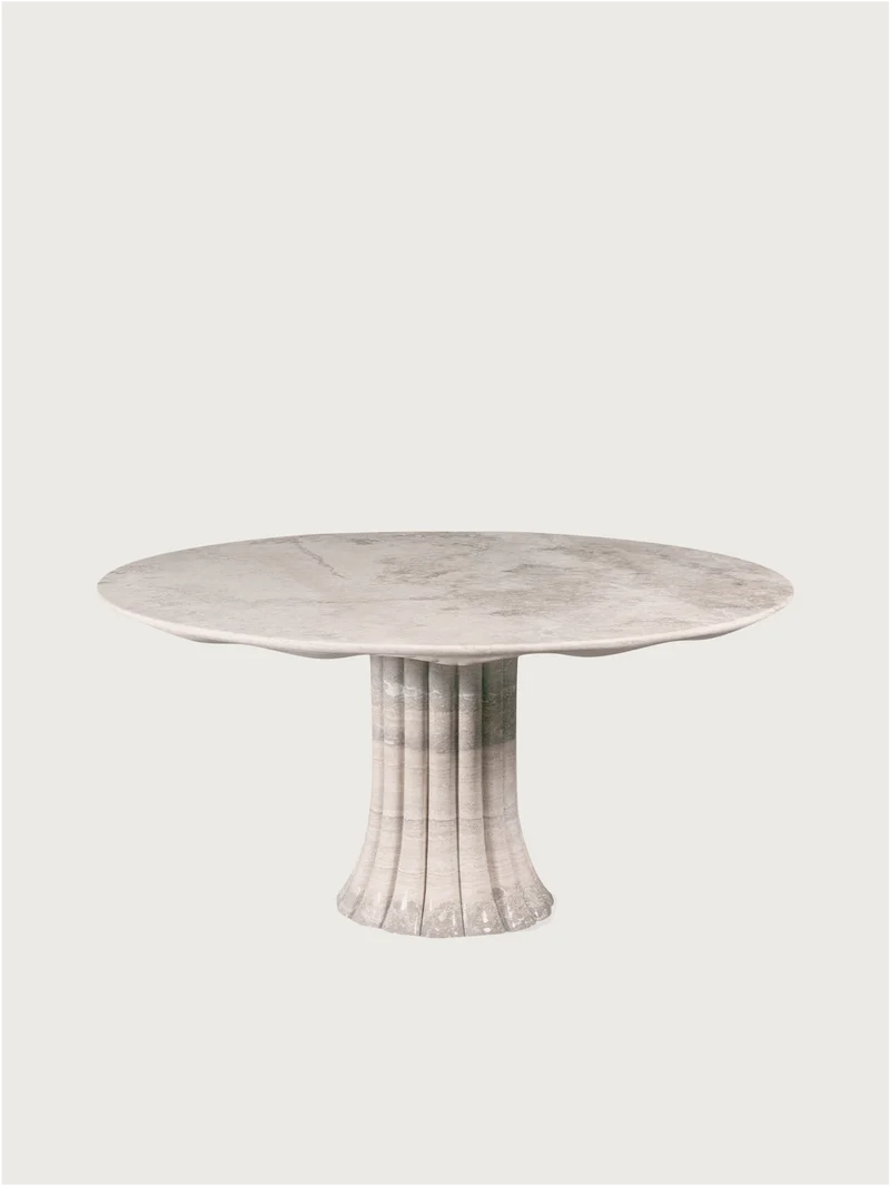 Drapery Table in Silver Travertine