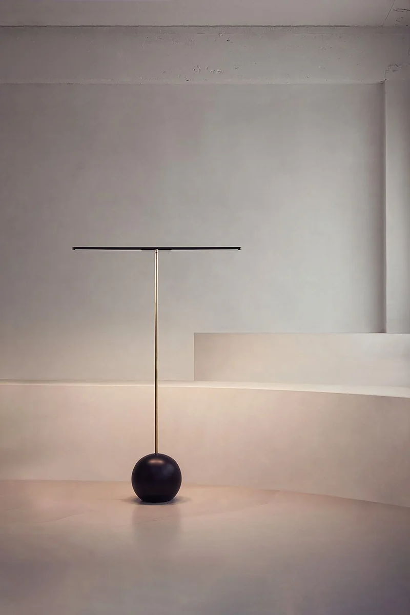 'T- Lamp' Brass Floor Lamp