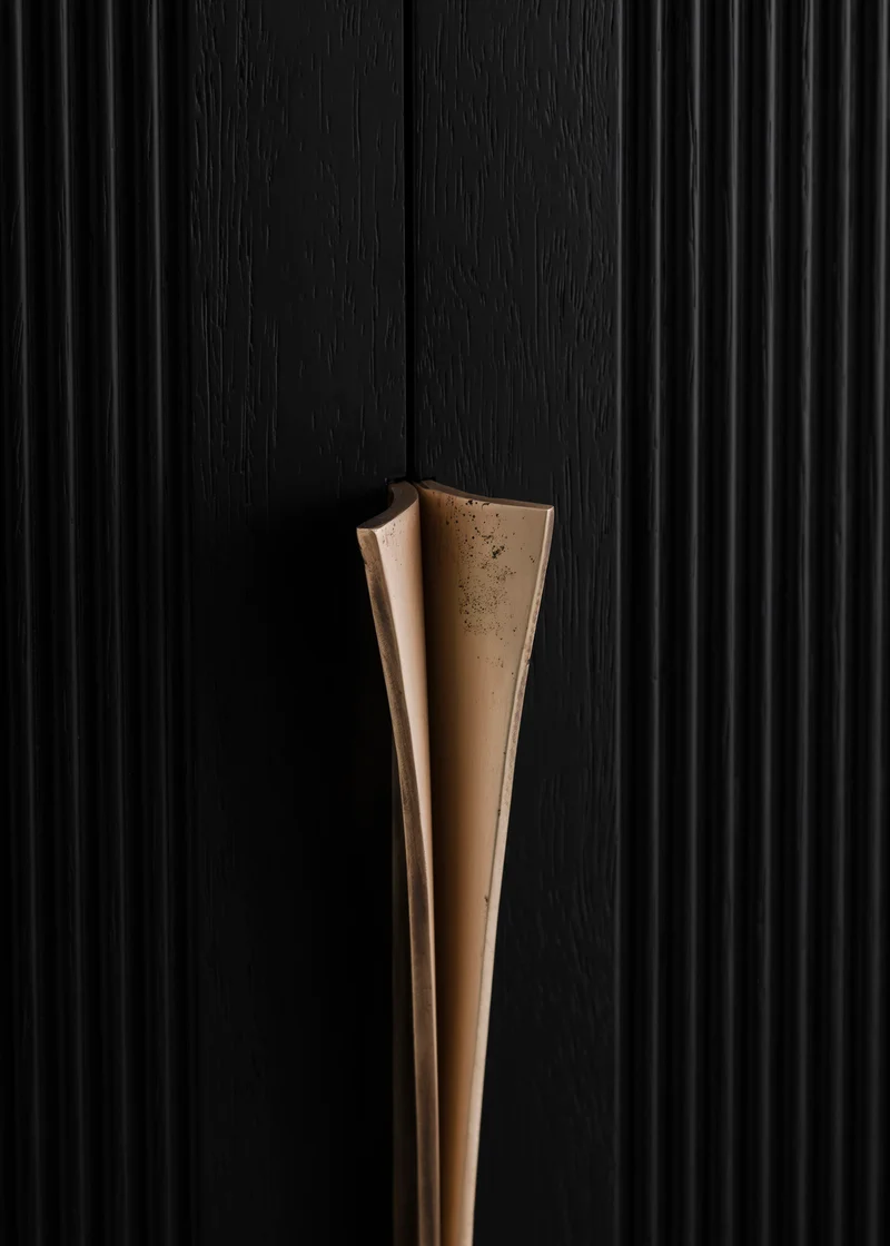 PERFIDIA_01 Bar Cabinet in Solid Wood and Casted Bronze Details