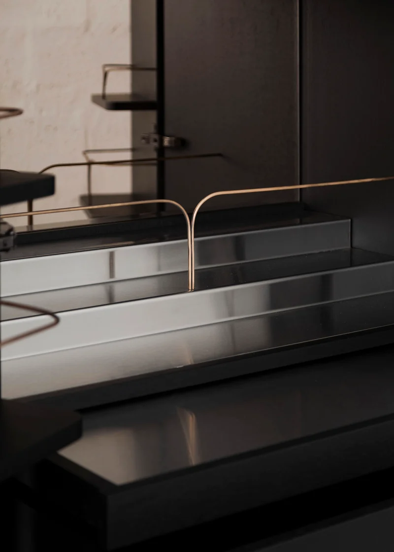 PERFIDIA_01 Bar Cabinet in Solid Wood and Casted Bronze Details
