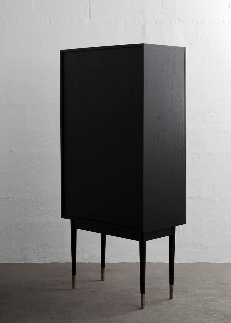 PERFIDIA_01 Bar Cabinet in Solid Wood and Casted Bronze Details