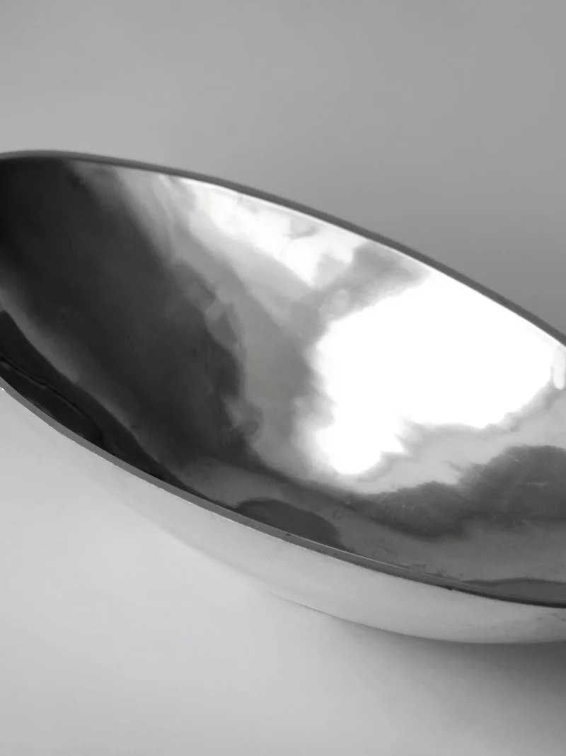 Polished Aluminum Contemporary Large Deep Bowl