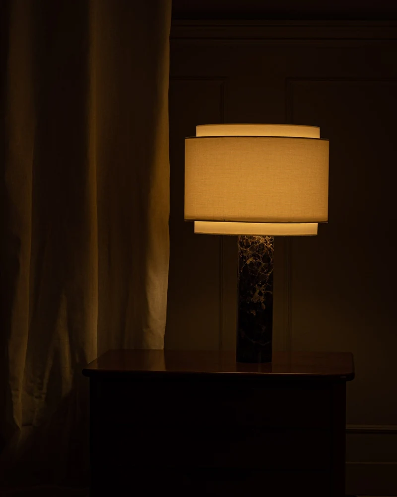 'Pipo Duoble' Table Lamp in Brown Marble